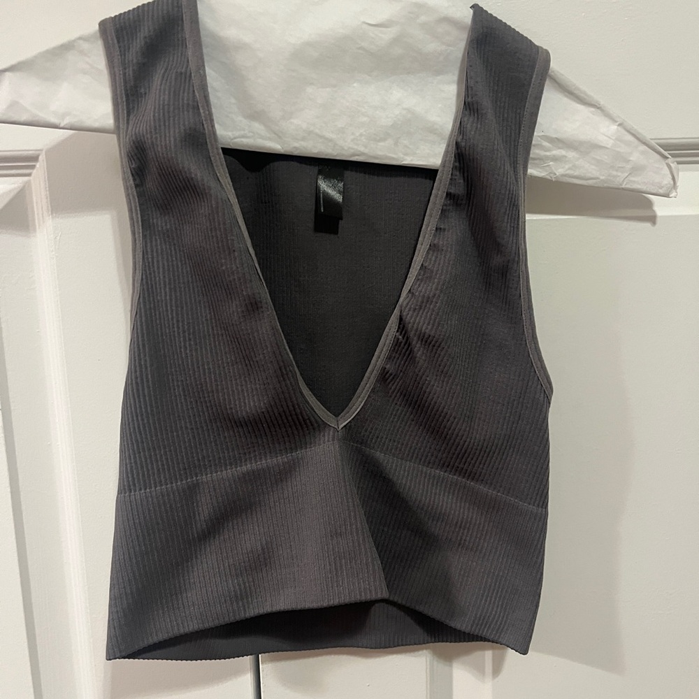 Urban Outfitters Gray Sleeveless V-Neck Top